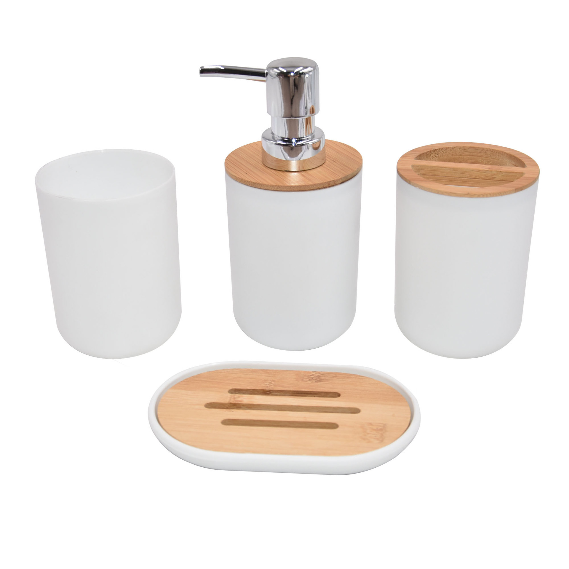 Bamboo Toothbrush Set - Moderne bamboe badkameraccessoireset, zeepdispenser, tandenborstelhouder, beker,