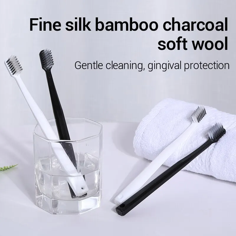 Bamboo Toothbrush Set - kkjoy 10 STKS Bamboe-houtskooltandenborstels - Zachte