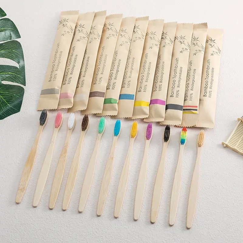 Bamboo Toothbrush Set - 10-pack natuurlijke bamboe tandenborstels Eco-vriendelijke familiehotel