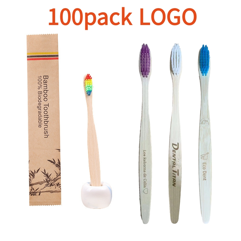 Bamboo Toothbrush Set - 100 stks Aangepaste Logo Kids Bamboe